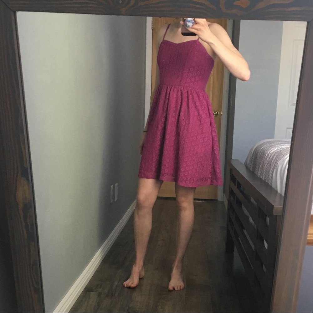 Magenta lace summer dress